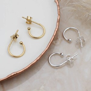 Sterling silver or gold plated stud hoop earring