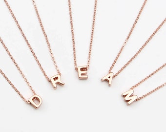 Rose Gold Mini Floating Initial Necklace