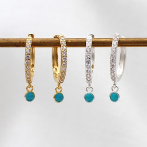 Silver Or Gold Plated Turquoise And Crystal Earrings