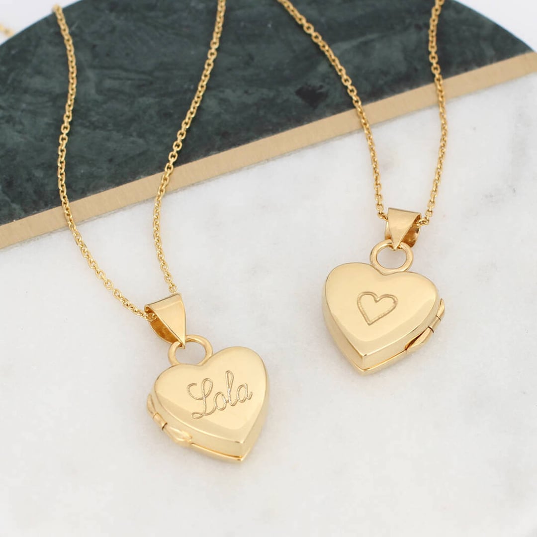 Personalised 18ct Gold Plated Heart Locket Photo Necklace Etsy UK