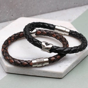 Men's Personalised Infinity Bead Leather Bracelet