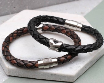 Men's Personalised Infinity Bead Leather Bracelet