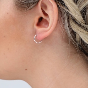 Small Silver Sleeper Hoop Earrings 1.2cm