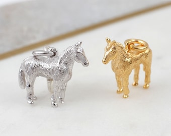 Sterlingzilveren of geelgouden vergulde Chinese dierenriem paardenbedel • Nieuw maanjaar•