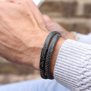 Bracelet tour de cou personnalisé pour homme avec fermoir en ruthénium