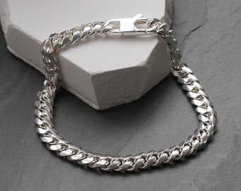 Men's Sterling Silver Cuban Chain Bracelet • Men's Jewellery • Men's Silver Bracelet