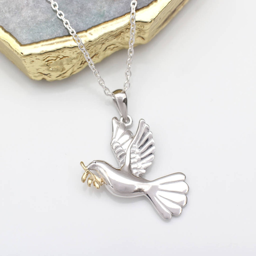 Buy STERLING SILVER DOVE PENDANT NECKLACE WITH 18
