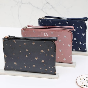 Recycled Personalised Luxury Star Leather Wrist Strap Clutch Bag