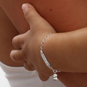 Personalised Silver Baby Christening ID Bracelet Baptism Engraved Jewellery Confirmation image 4