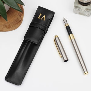 Personalised leather pen holder and pen image 2