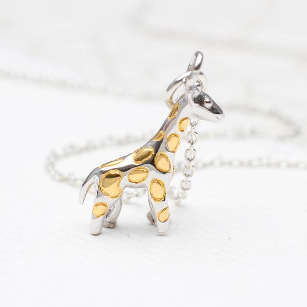 Collier girafe en argent personnalisé