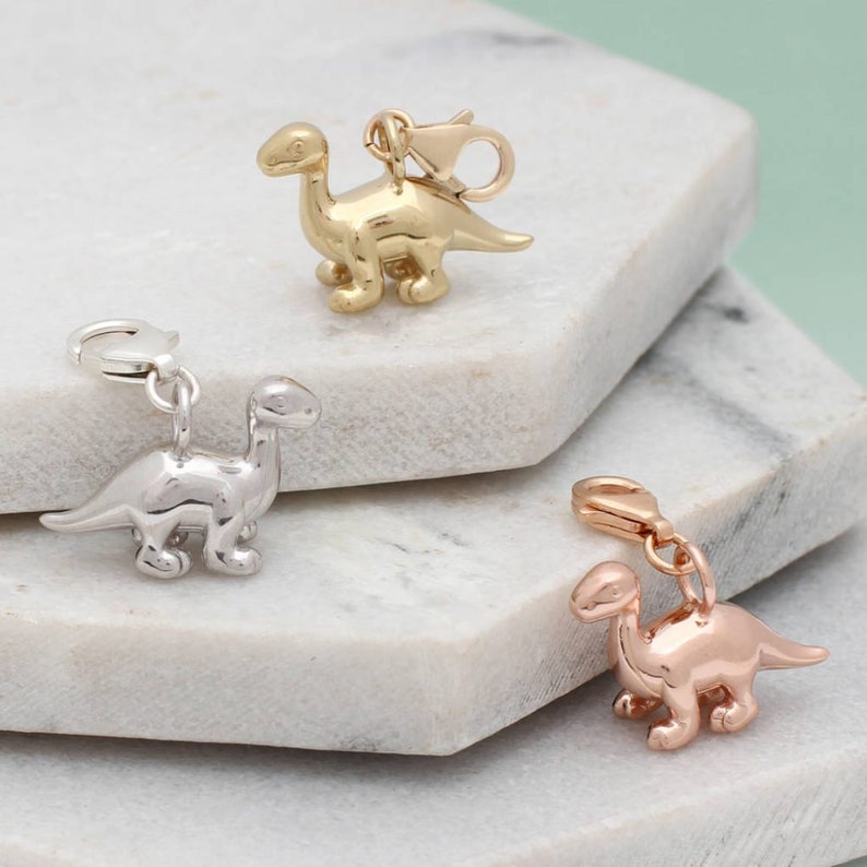 Silver or Gold Mini Dinosaur Charms image 1