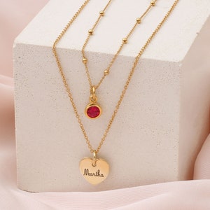 Sterling Silver Or 18ct Gold Plated Personalised Birthstone Layer Necklace image 2