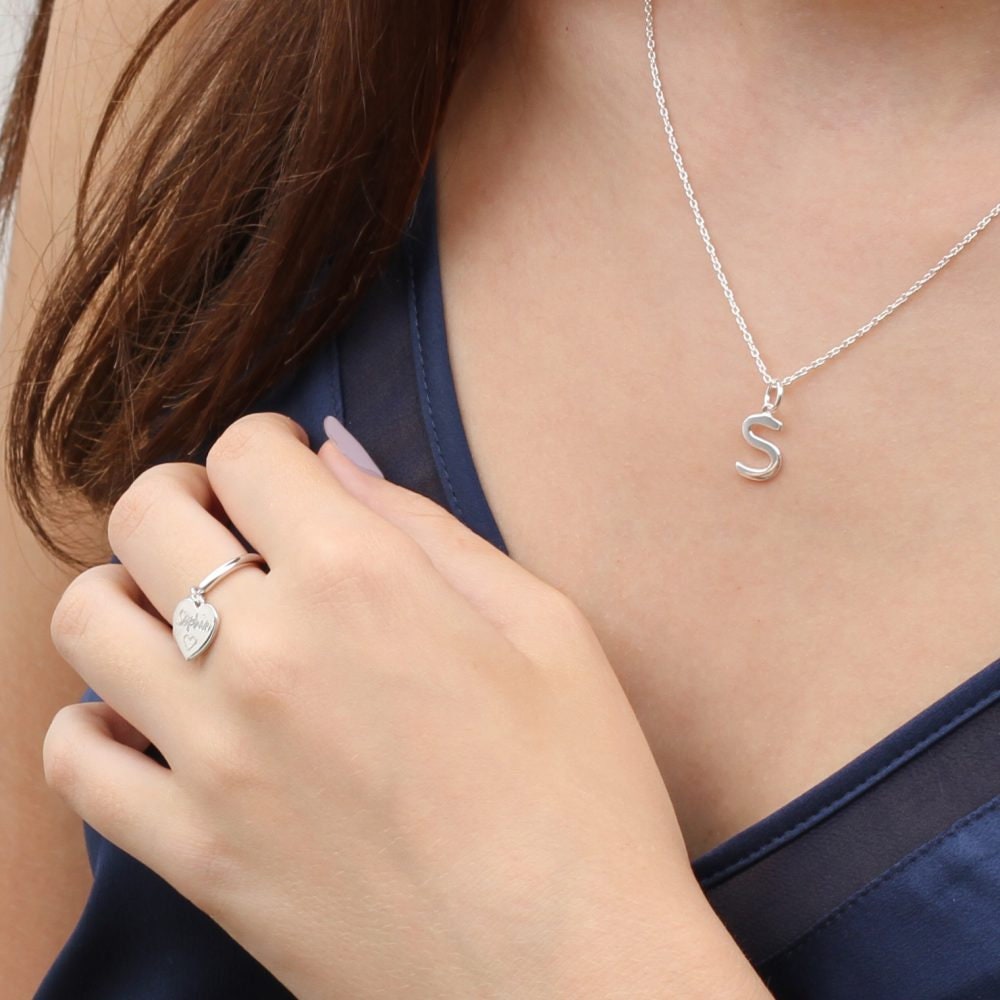 Personalised Sterling Silver Initial Charm Necklace - Etsy UK