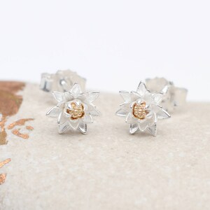 Silver & 18ct Gold Plated Birth Flower Stud Earrings July
