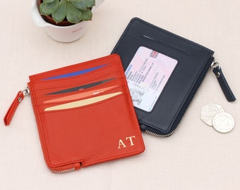 Personalised Leather Card And Coin Purse