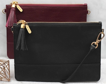 Personalised Leather Clutch or Cross Body Bag