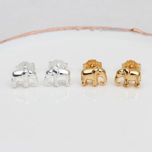 Sterling Silver Or Gold Plated Elephant Stud Earrings
