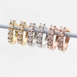 18ct Gold Plated Or Silver And Crystal Huggie Earrings