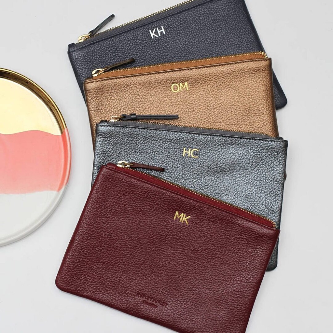 Personalised Initials Luxury Leather Clutch Bag Etsy UK