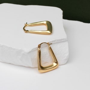 9ct gold square hoop earrings