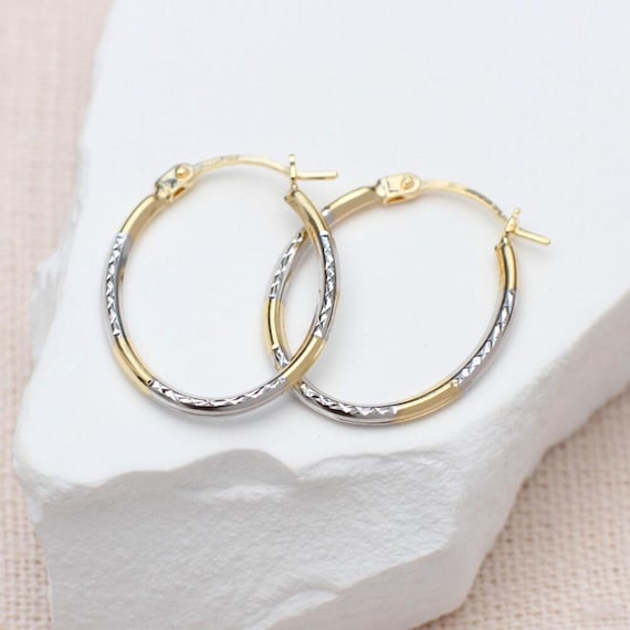 New 9ct Yellow Gold Large Oval Traditional Creole Hoop Earrings