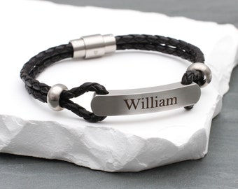 Personalisiertes geflochtenes Lederarmband für Herren