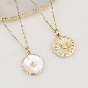 Gold Plated or Silver Mother of Pearl Starburst Pendant