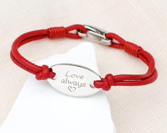 Personalised Oval Leather Bracelet