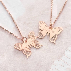 Personalised Rose Gold Delicate Butterfly Pendant