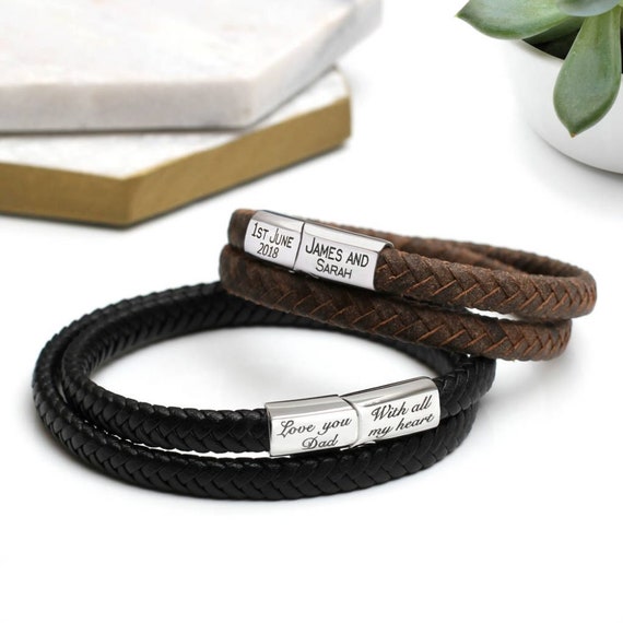 Mens double wrap leather best sale bracelet