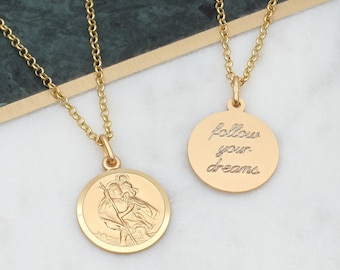 Personalised 18ct Gold Plated St Christopher Necklace