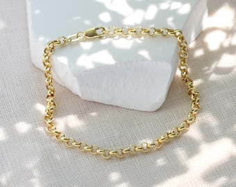 9ct Yellow Gold Belcher Chain Bracelet - Etsy