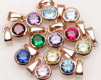 Rose Gold Plated Birthstone Charm • Birthday Jewellery