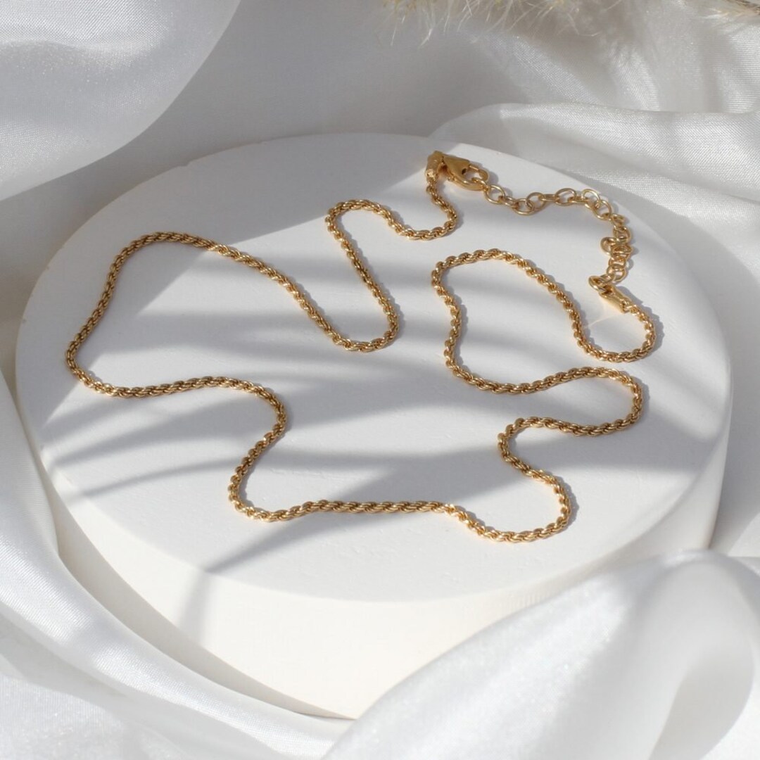 24ct Gold Plated Personalised Rope Chain Necklace - Etsy