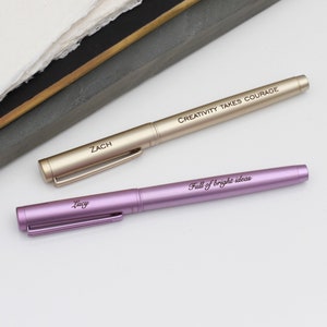 Stylo roller personnalisé lilas ou doré mat • Stylo personnalisé • Papeterie cadeau