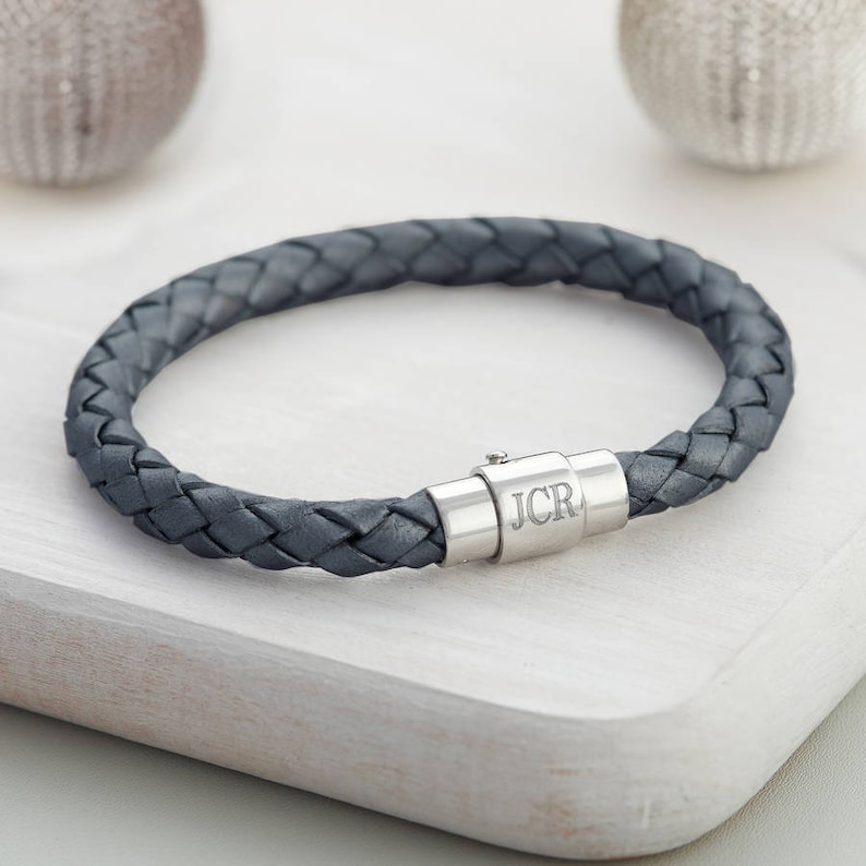 Boy's Personalised Clasp Leather Bracelet - Etsy