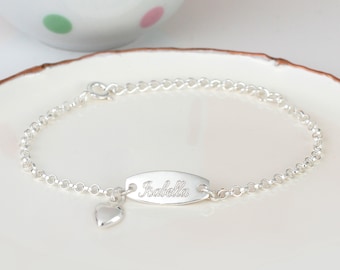 Child's Silver ID Bar Bracelet • Christening • Baptism •