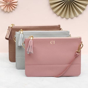 Personalisierte Lederclutch oder Umhängetasche