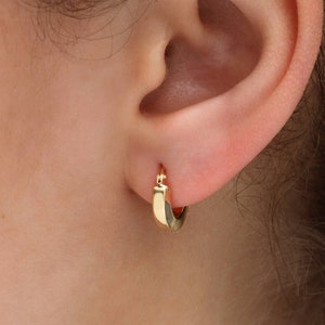 18ct gold plated or silver square tube hoop earrings