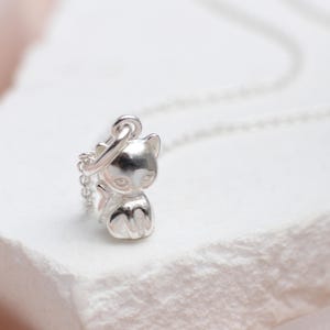 Personalised Sterling Silver Mini Cat Charm Necklace • Kitten Charm Necklace