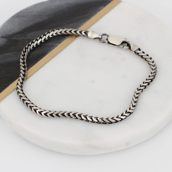 Sterling Silver Men's Snake Chain Bracelet - Etsy