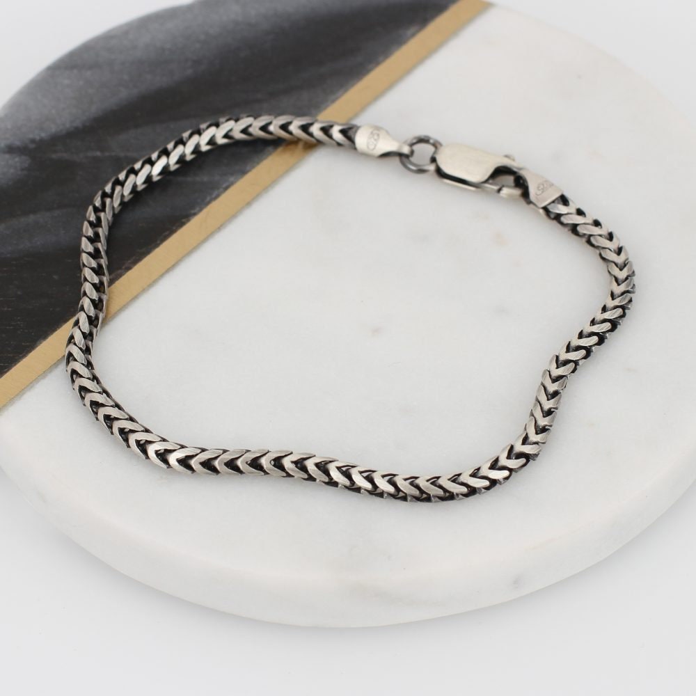 Sterling Silver Men's Snake Chain Bracelet - Etsy