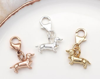 Gold Plated or Silver Tiny Dachshund Charm