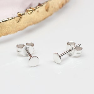 Contemporary Sterling Silver or Gold Dot Stud Earrings