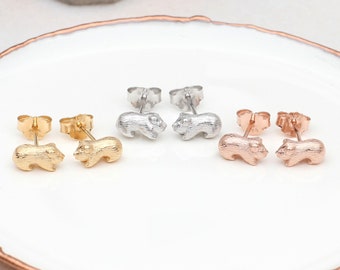 18ct Gold Plated or Silver Guinea Pig Stud Earrings