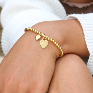 Personalised 18ct gold plated charm ball bracelet