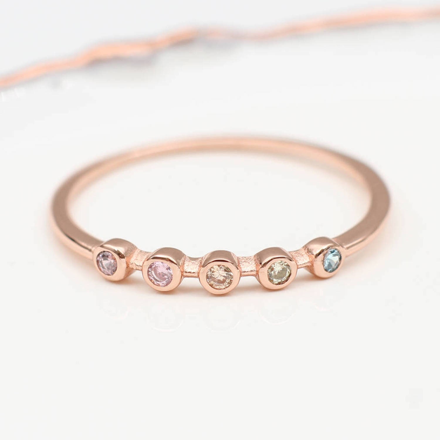 Rose Gold Regenbogen Kristall Ring