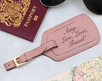 Personalised Leather Luggage Tag • Travel Accessories •