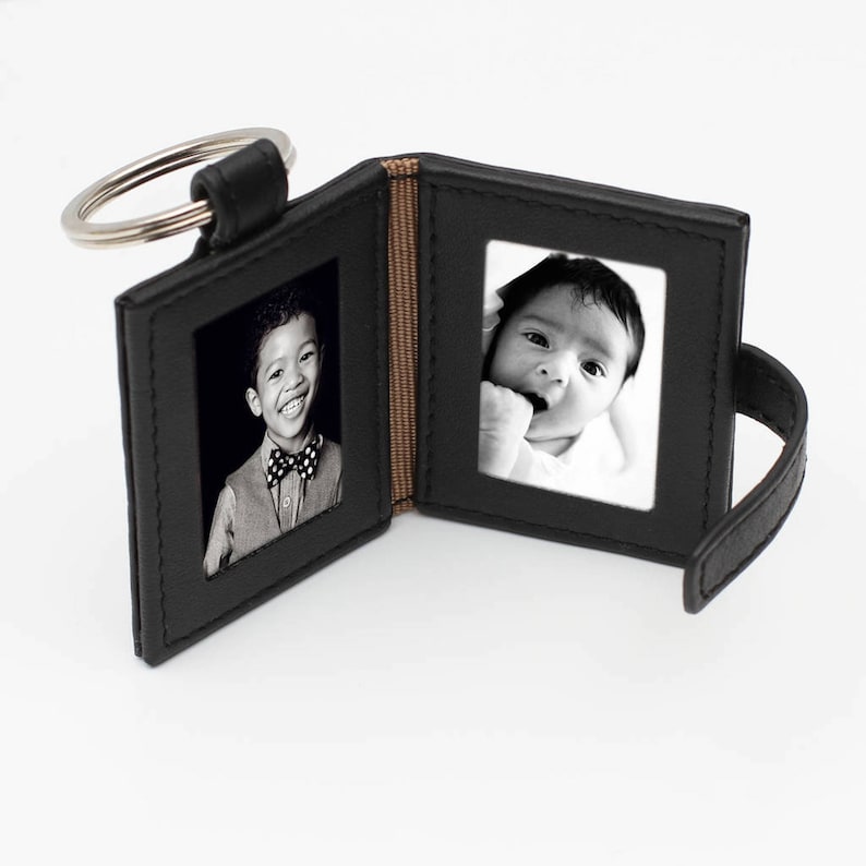 Personalised Leather Photo Book Keyring Mulberry